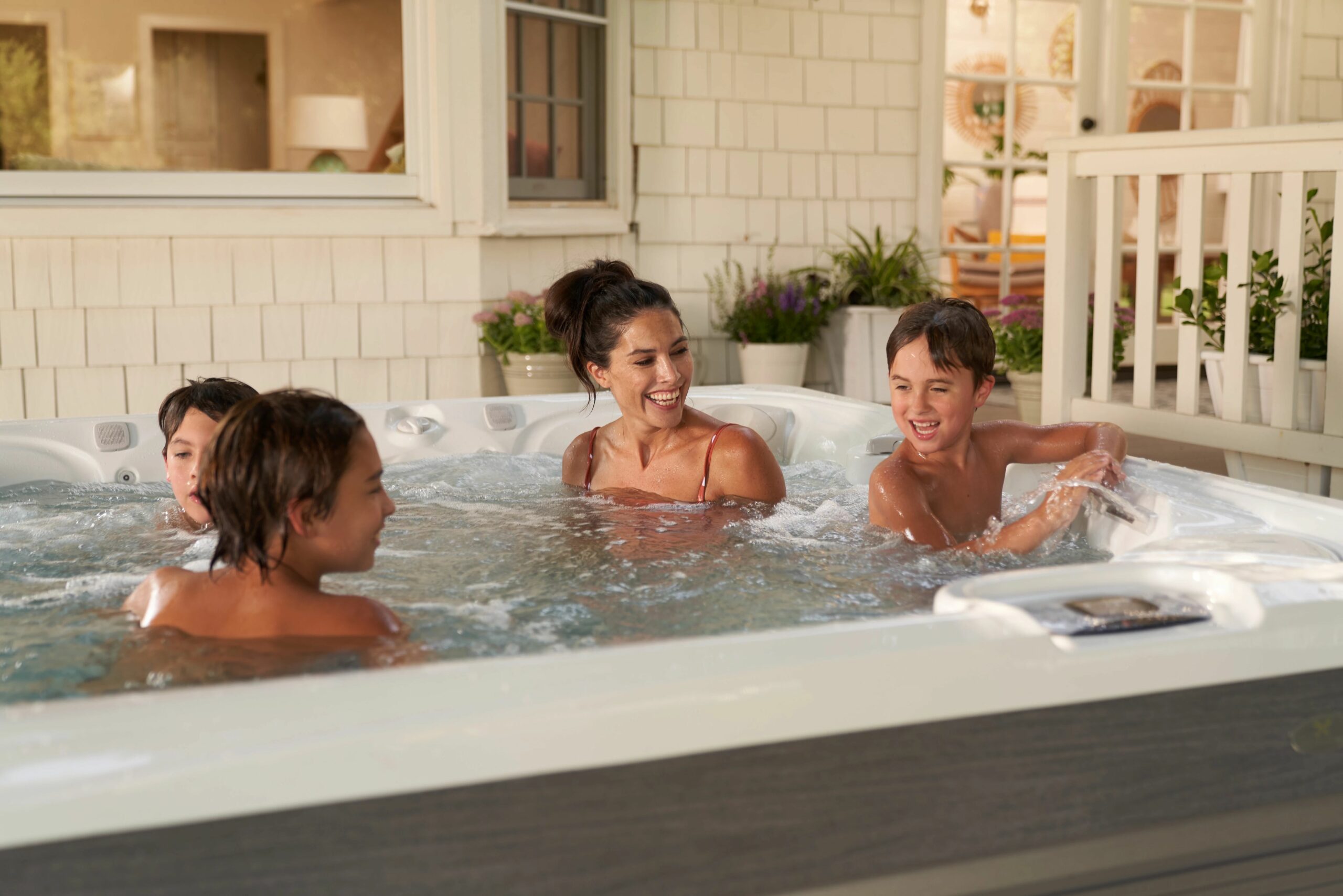 family in hot tub